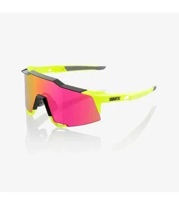 RIDE 100% Eyewear Speedcraft Polished Black/Fluorescent Yellow - Purple Multilayer Mirror Lens - Image 3