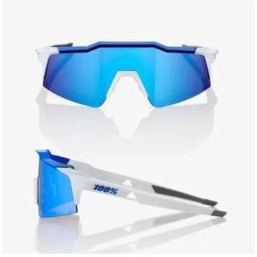 RIDE 100% Eyewear Speedcraft SL Matte White/Metallic Blue - HiPER Blue Multilayer Mirror Lens - Image 2