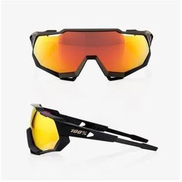 RIDE 100% Eyewear Speedcraft - Soft Tact Black Hiper Red Multilayer Mirror Lens - Image 2