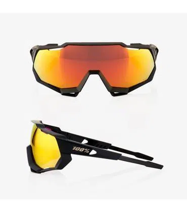 RIDE 100% Eyewear Speedcraft - Soft Tact Black Hiper Red Multilayer Mirror Lens - Image 4
