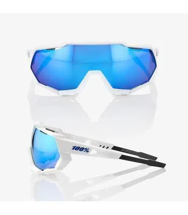 RIDE 100% Eyewear Speedtrap Matte White with - HiPER Blue Multilayer Mirror Lens - Image 4