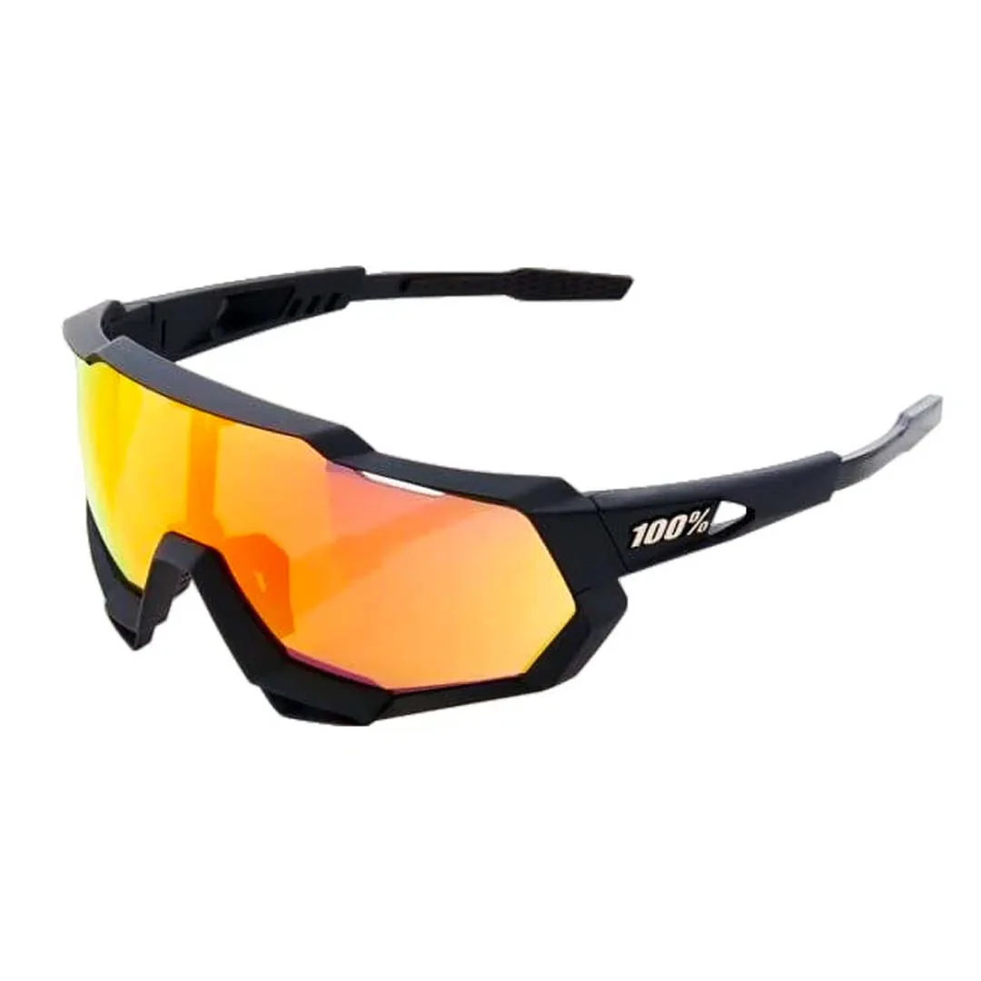 RIDE 100% Eyewear SPEEDTRAP - SOFT TACT BLACK HIPER RED MULTILAYER MIRROR LENS