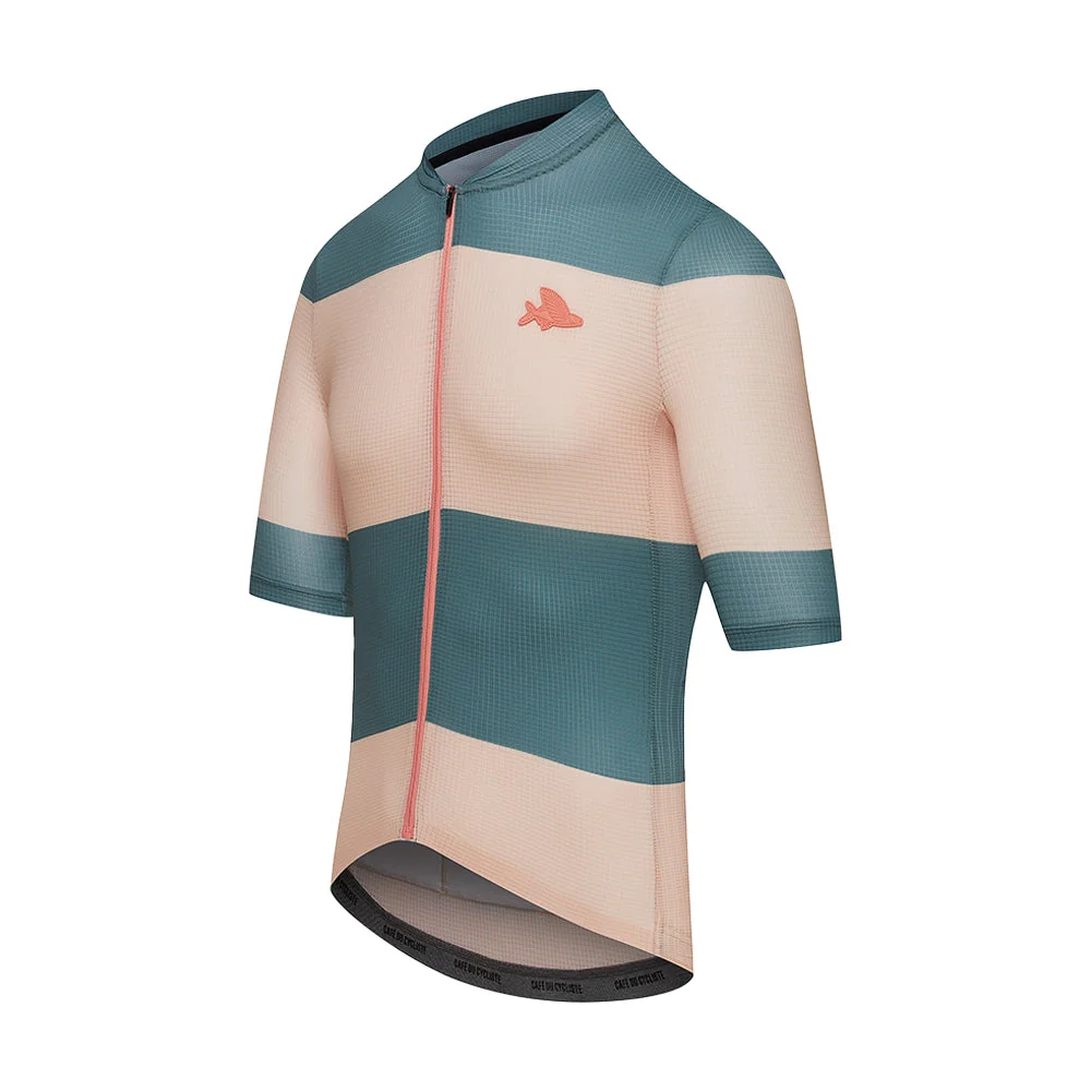 CAFE DU CYCLISTE Angeline Ultralight Cycling Jersey - Sand Scots Pine Stripe - Image 3
