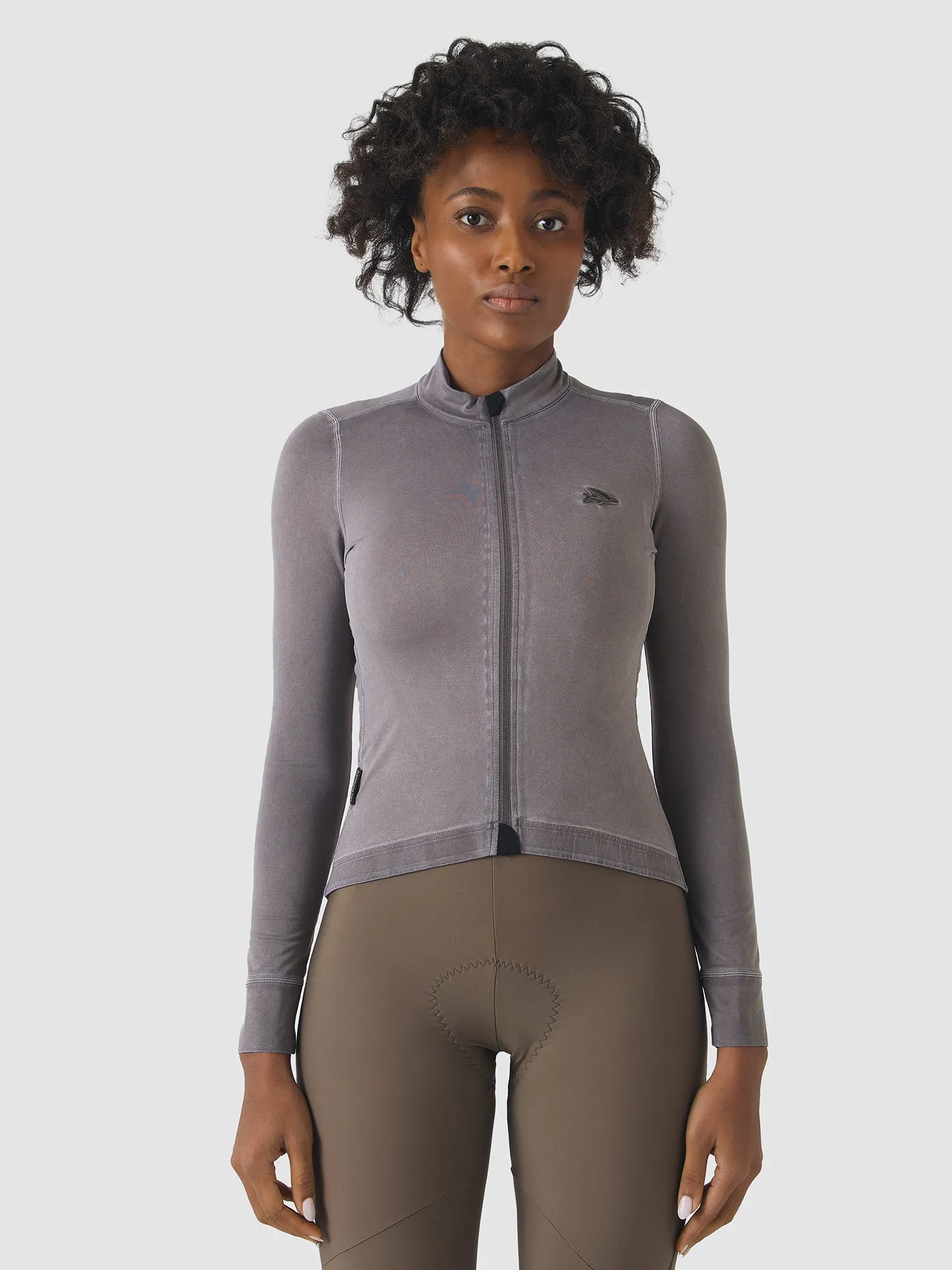 CAFE DU CYCLISTE Charlie Brushed Women Long Sleeve Jersey - Cold Dye Charcoal - Image 3