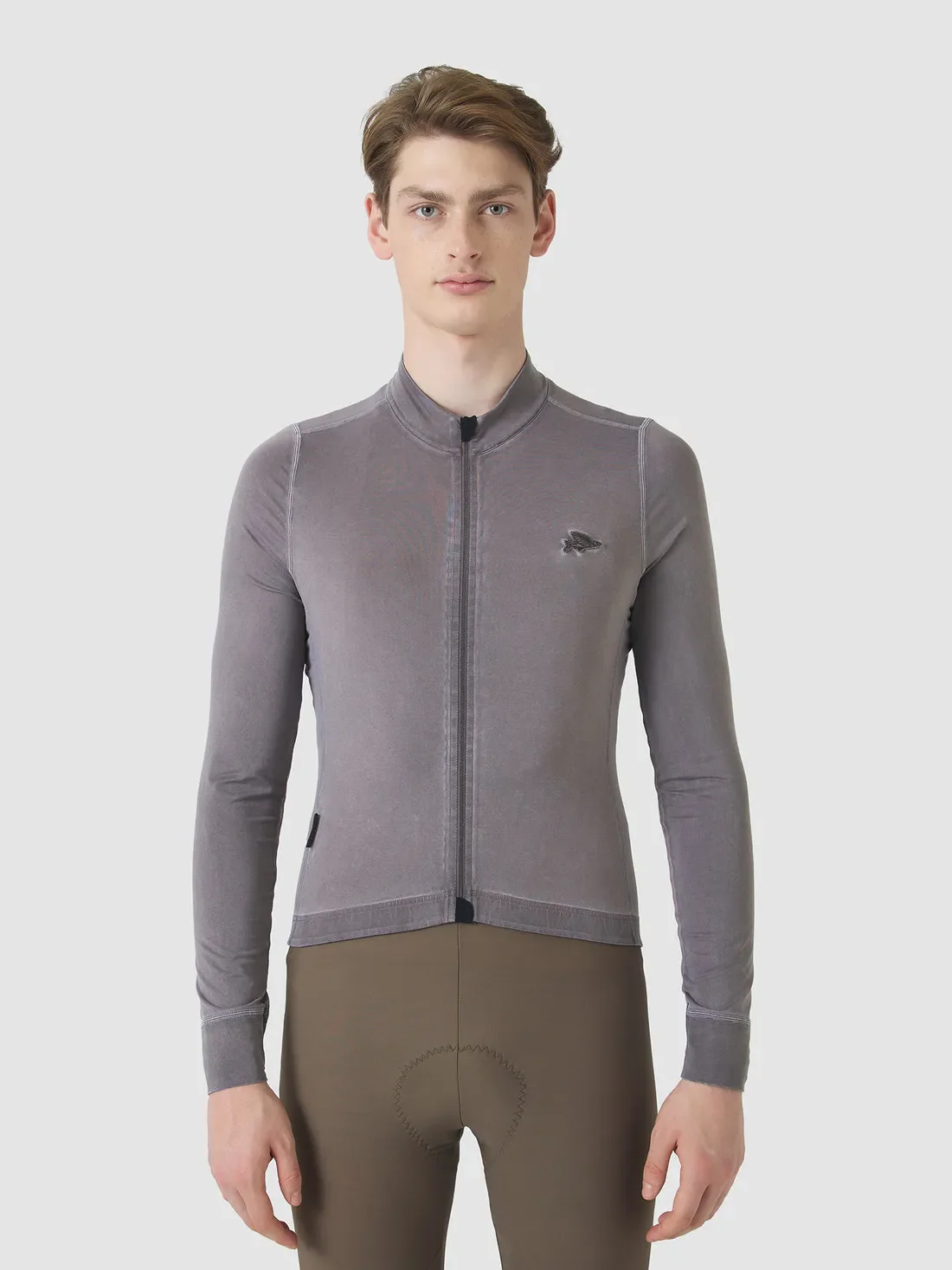 CAFE DU CYCLISTE Charlie Brushed Long Sleeve Jersey - Cold Dye Charcoal - Image 3