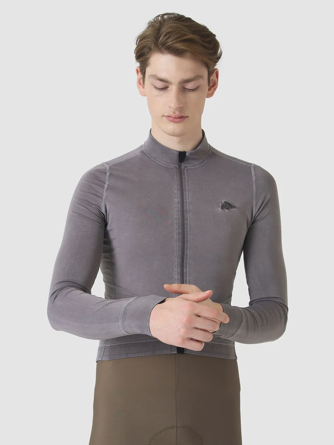 CAFE DU CYCLISTE Charlie Brushed Long Sleeve Jersey - Cold Dye Charcoal - Image 4