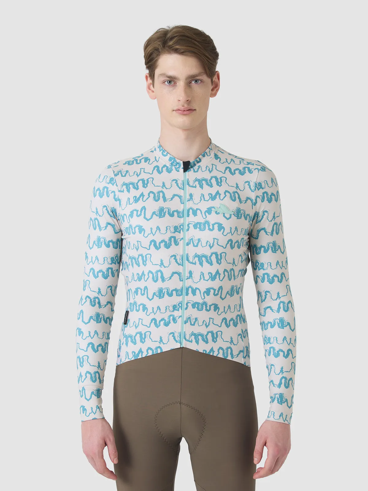 CAFÉ DU CYCLISTE Constance Midweight Long Sleeve Jersey - Pearl Grey/Deep Water - Image 3