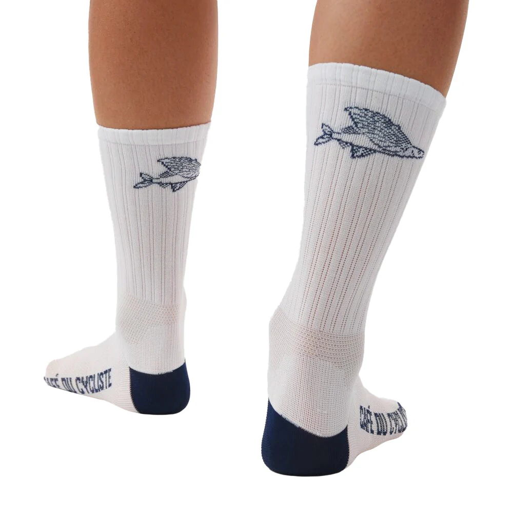 CAFE DU CYCLISTE Gravel Cycling Socks - Flying Fish White - Image 2