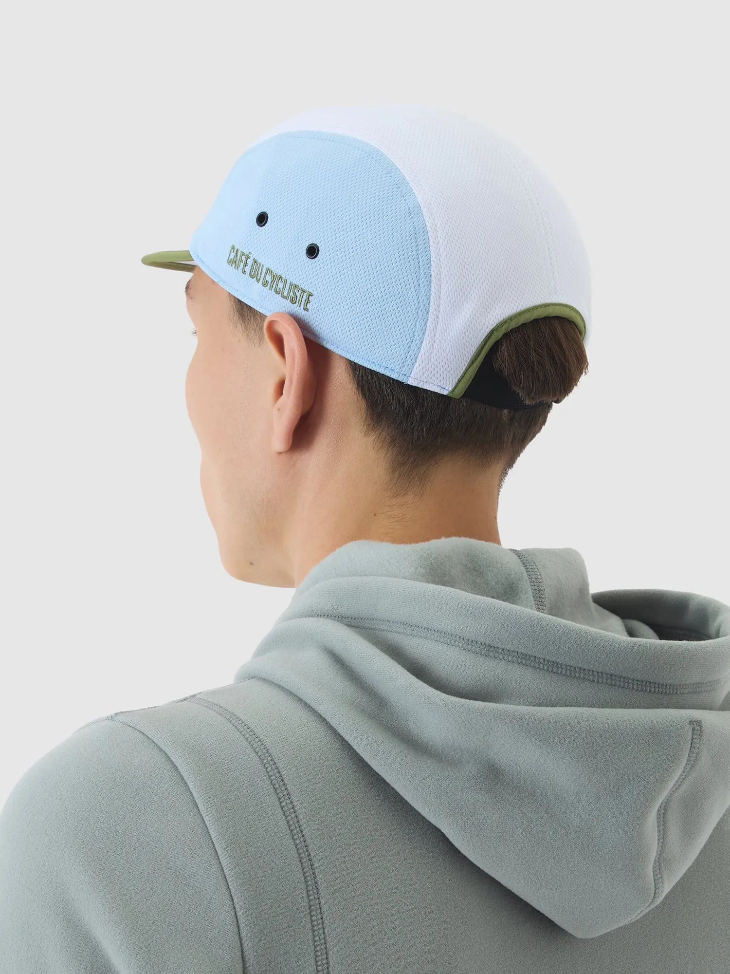 CAFE DU CYCLISTE Gravel Summer Cap - Khaki Ice Blue - Image 2