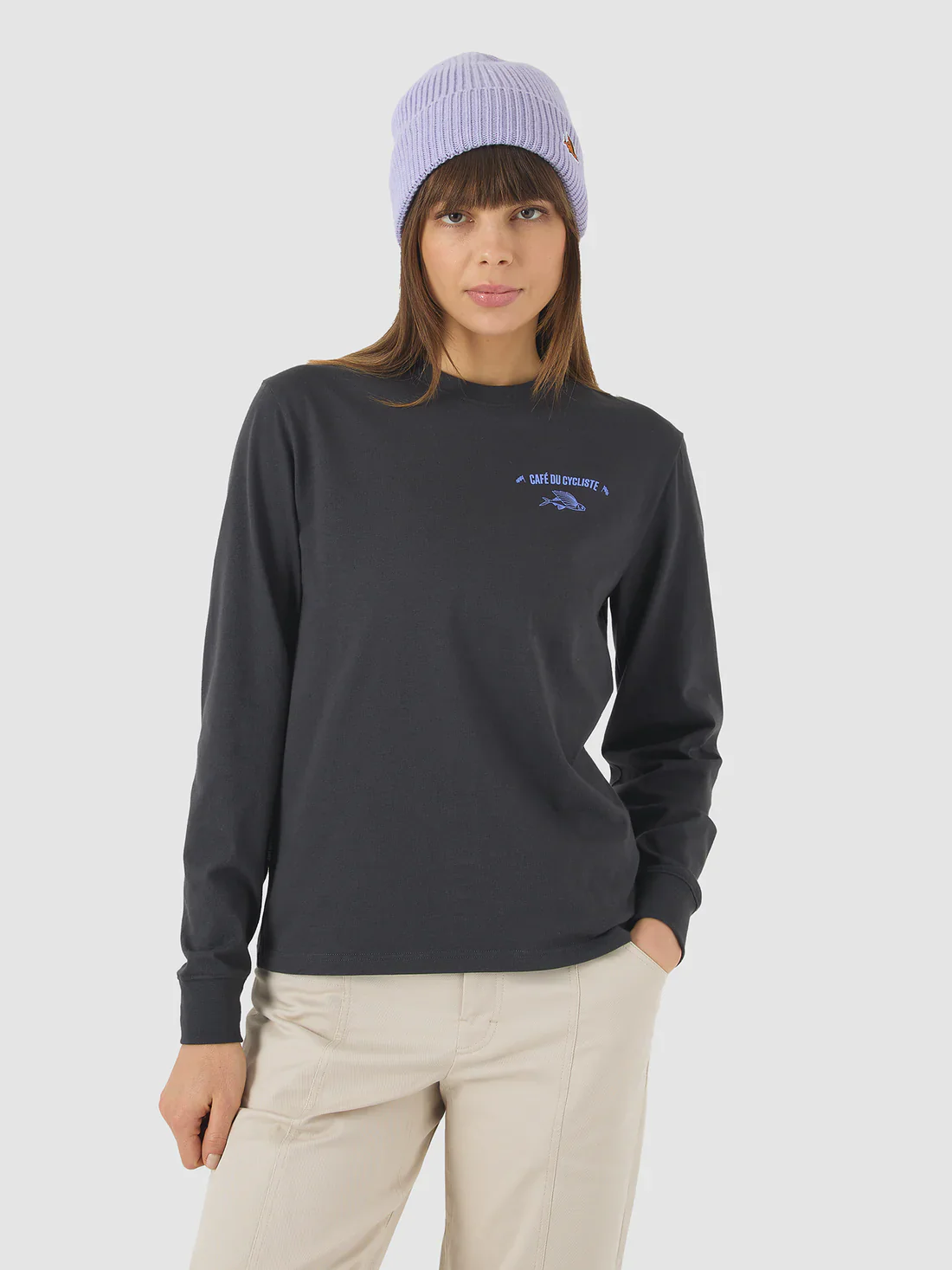 CAFE DU CYCLISTE Maria LS TShirt - Anthracite - Image 3