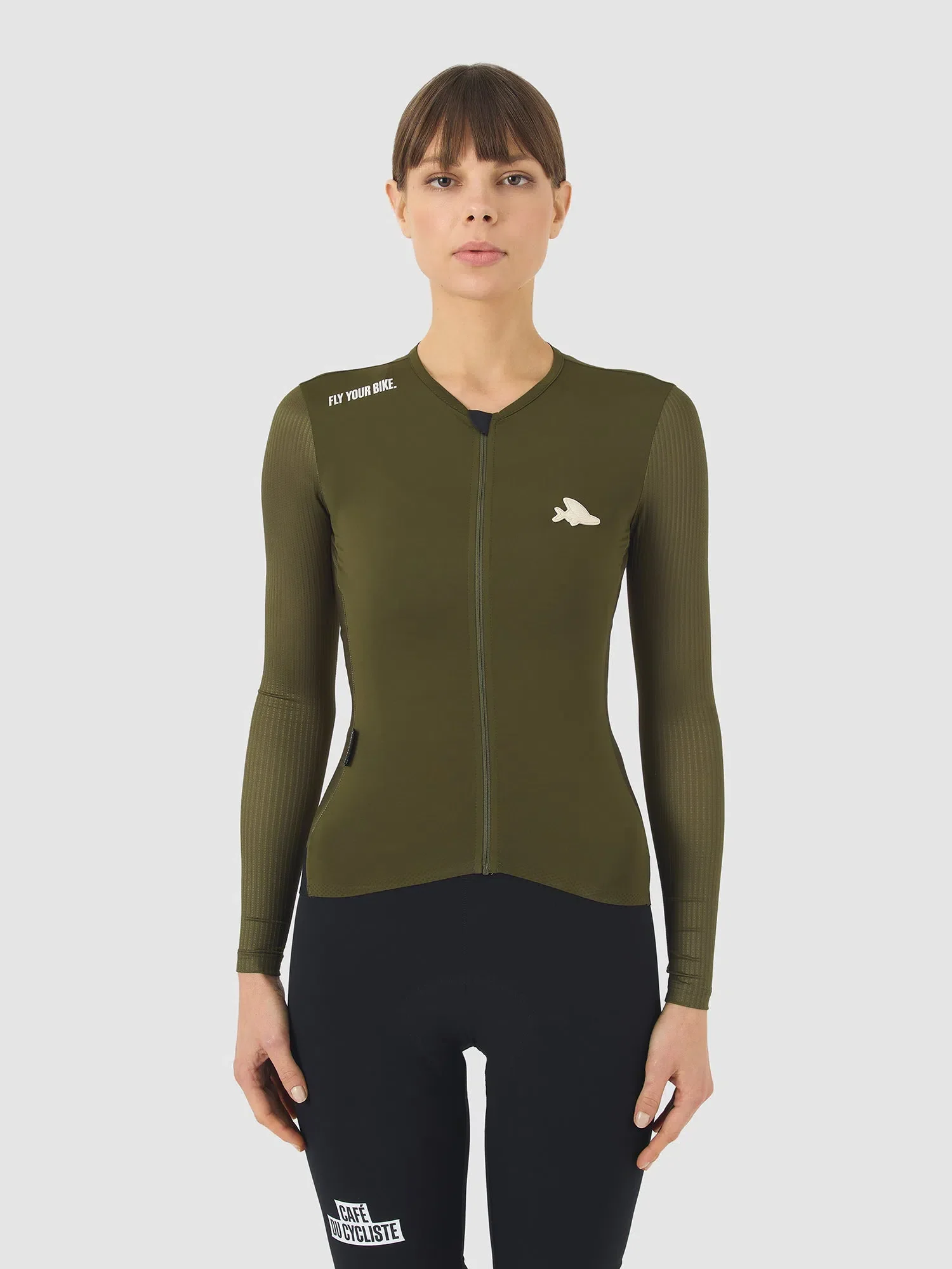 CAFE DU CYCLISTE Roxane Race Long Sleeve Women Jersey - Khaki - Image 4