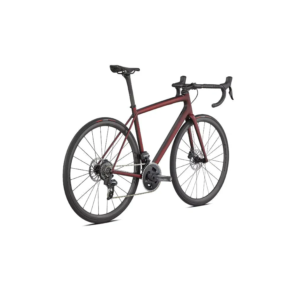 SPECIALIZED AETHOS PRO 2022 Sram Force AXS Disc Complete Road Bike - Maroon / Black Tint Edge Fade - Image 3