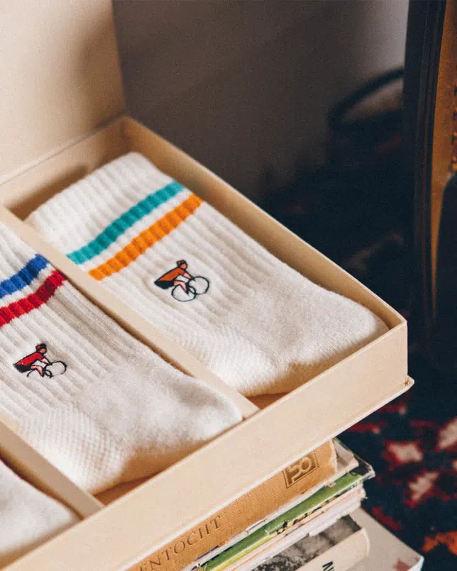 ERSTWHILE Socks Amateur - Ivory/Green/Orange - Image 2
