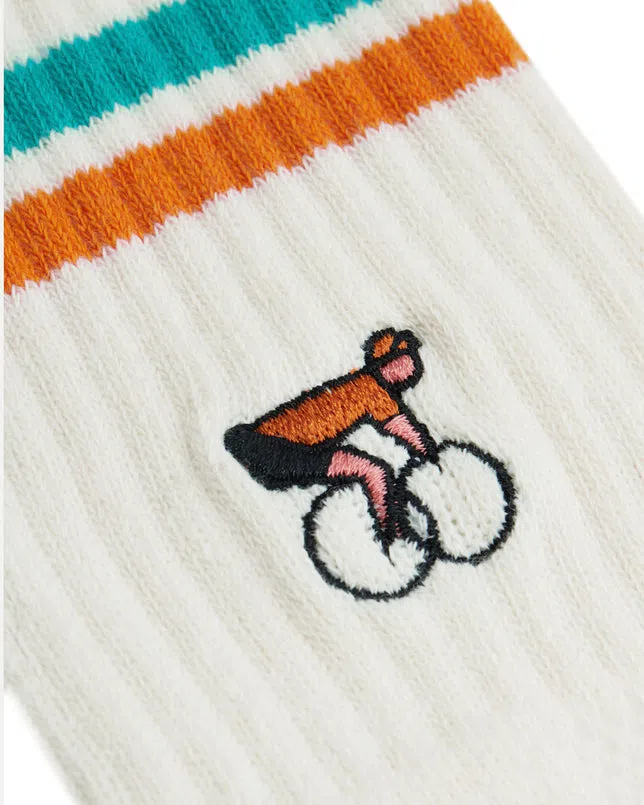ERSTWHILE Socks Amateur - Ivory/Green/Orange - Image 3