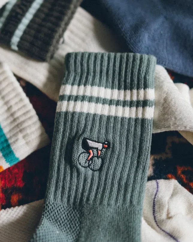 ERSTWHILE Socks Crew - Green/Ivory - Image 2