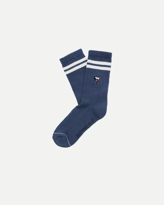 ERSTWHILE Socks Crew - Navy/Ivory