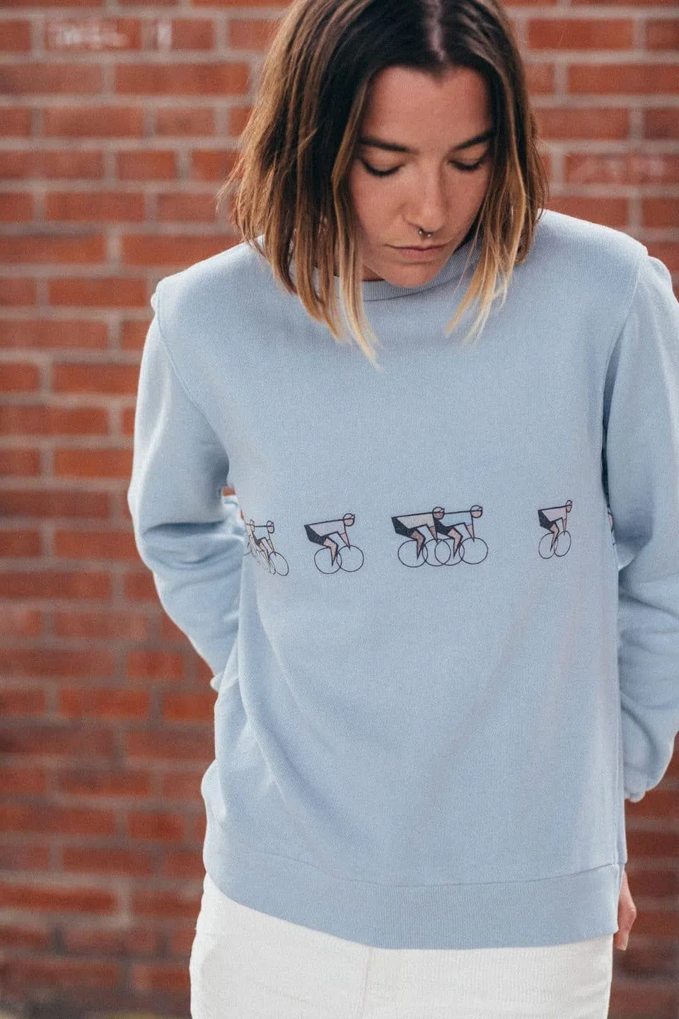 ERSTWHILE Sweatshirt Tête de la Course Women - Belgian Blue - Image 3