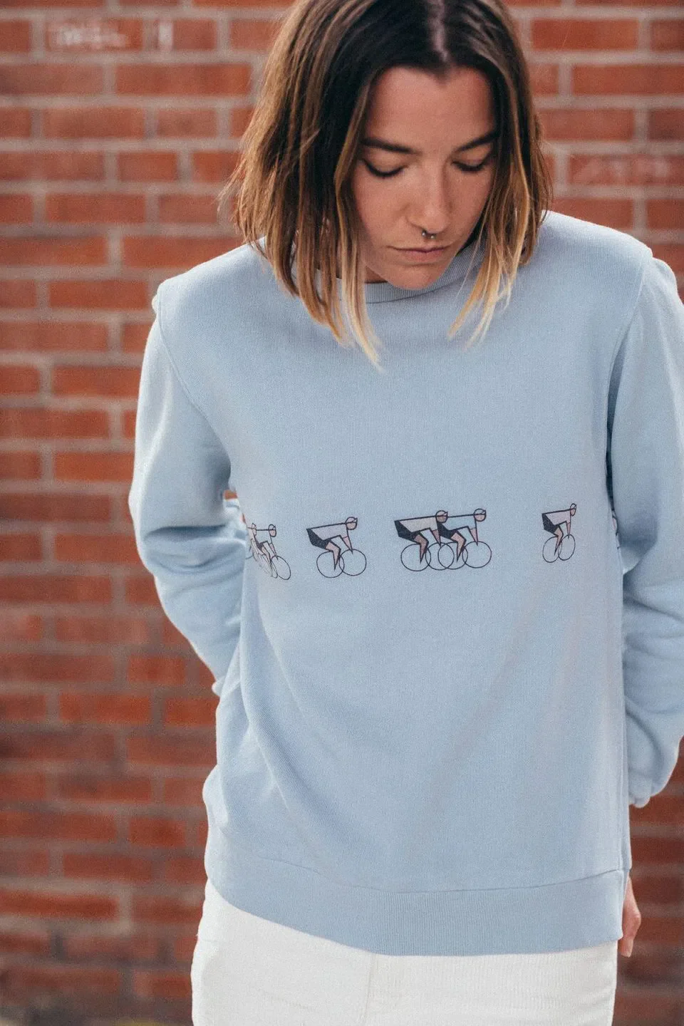 ERSTWHILE Sweatshirt Tête de la Course Women - Belgian Blue - Image 6