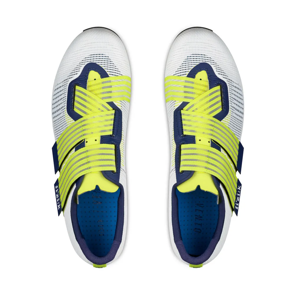 FIZIK  Vento Powerstrap Aeroweave Movistar Road Cycling Shoes - Yellow Fluo/White - Image 2