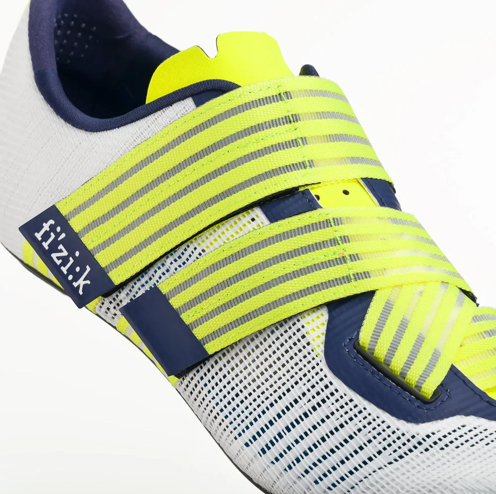 FIZIK  Vento Powerstrap Aeroweave Movistar Road Cycling Shoes - Yellow Fluo/White - Image 3