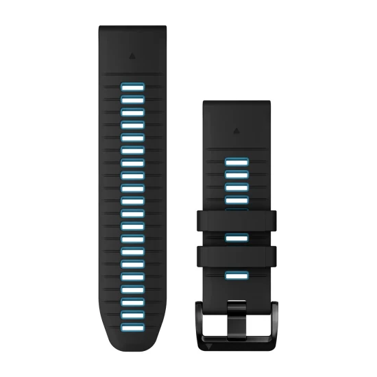 GARMIN Quickfit 26 Watch Band - Black Cirrus Blue Silicone - Image 2
