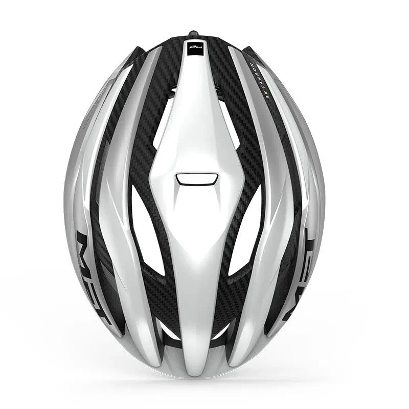 MET Trenta 3K Carbon MIPS Cycling Helmet - Silver/White - Image 3