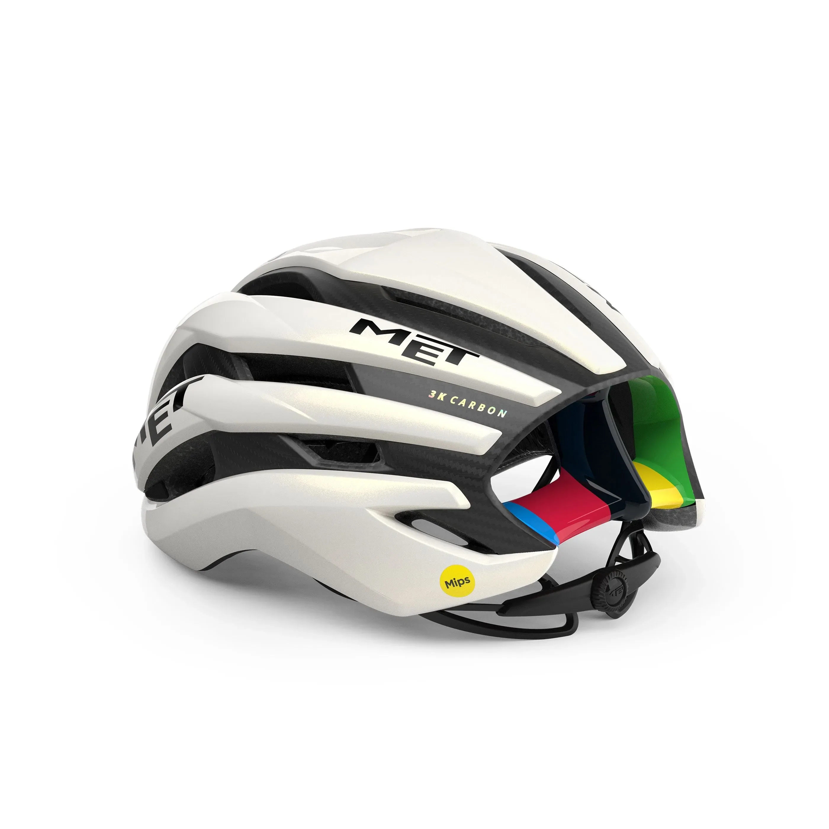 MET Trenta 3K Carbon MIPS Cycling Helmet - Tadej Pogacar White/Rainbow - Image 2