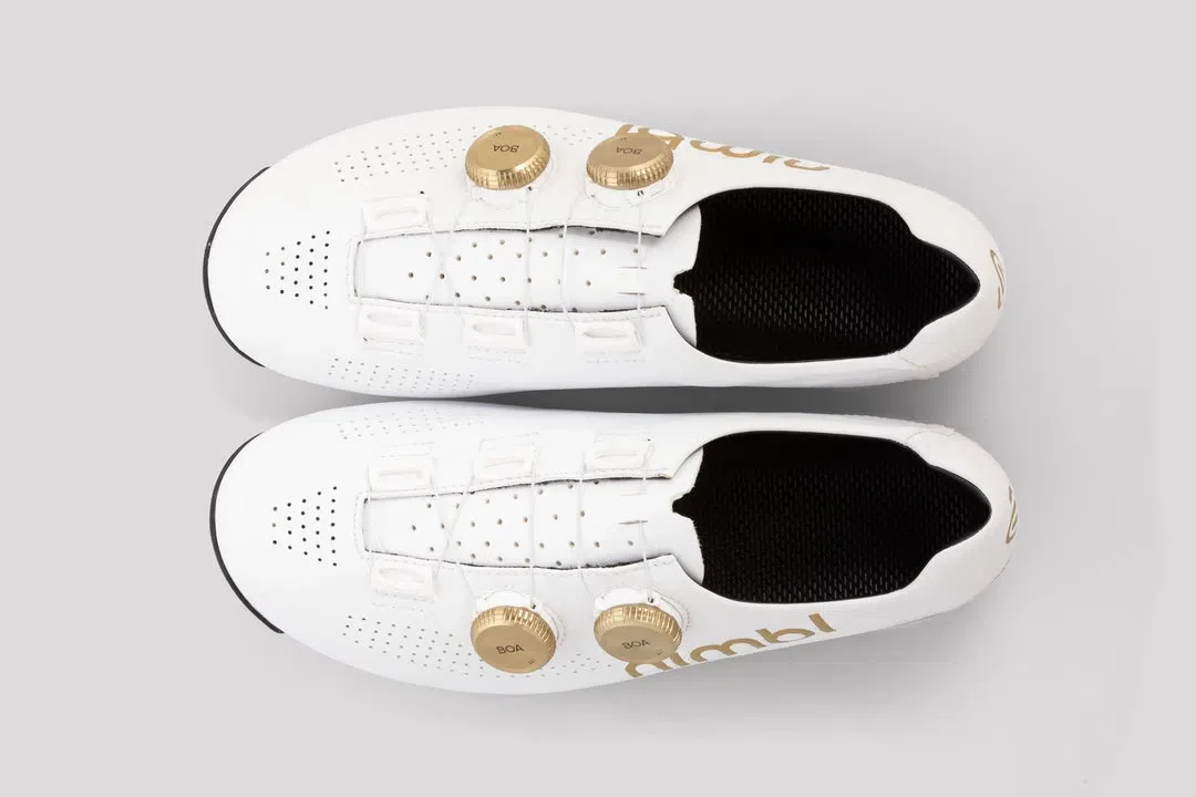 NIMBL Road Cycling Shoes Ultimate - White/Gold - Image 4