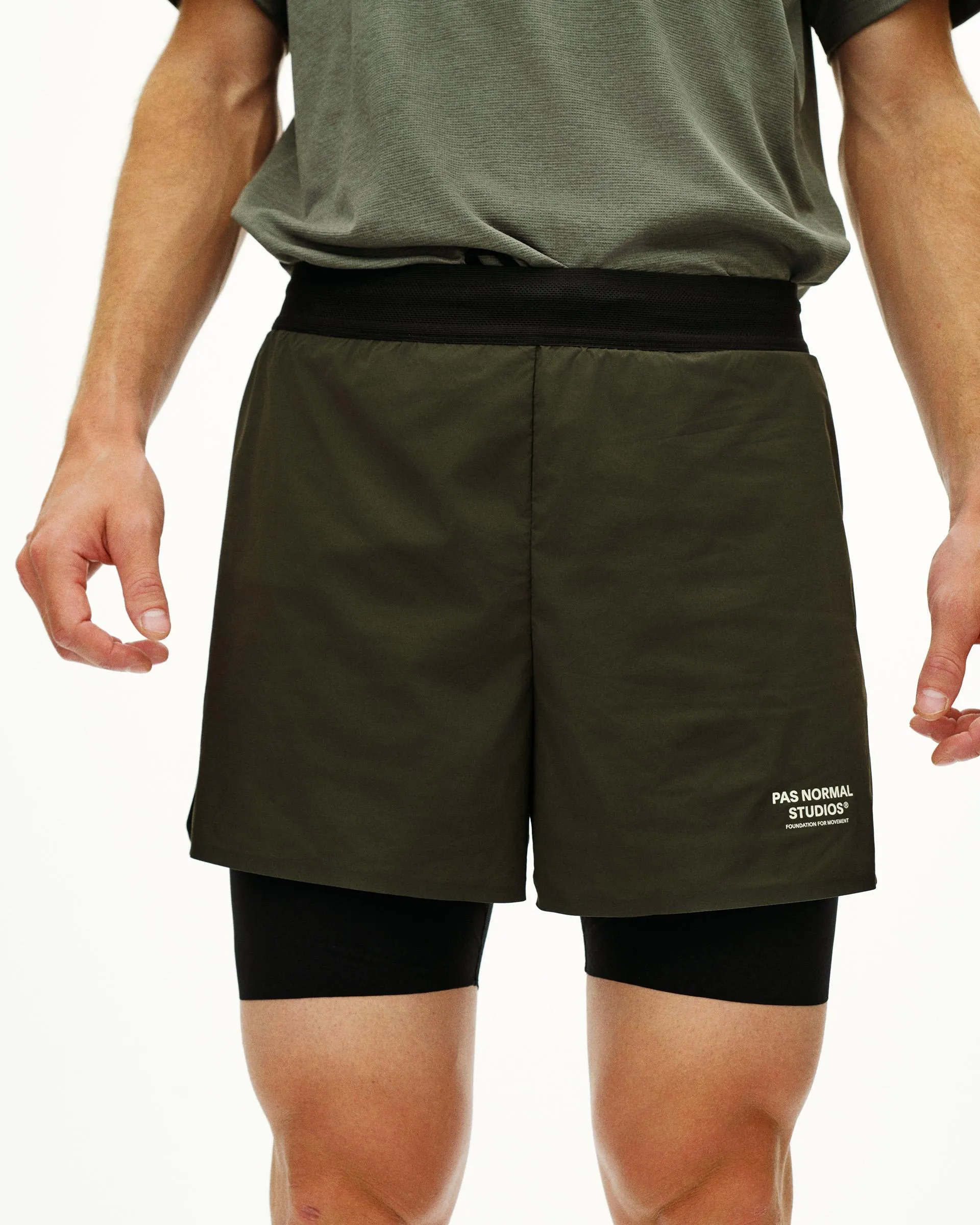 PAS NORMAL STUDIOS Balance 2 In 1 Shorts - Dark Olive - Image 3