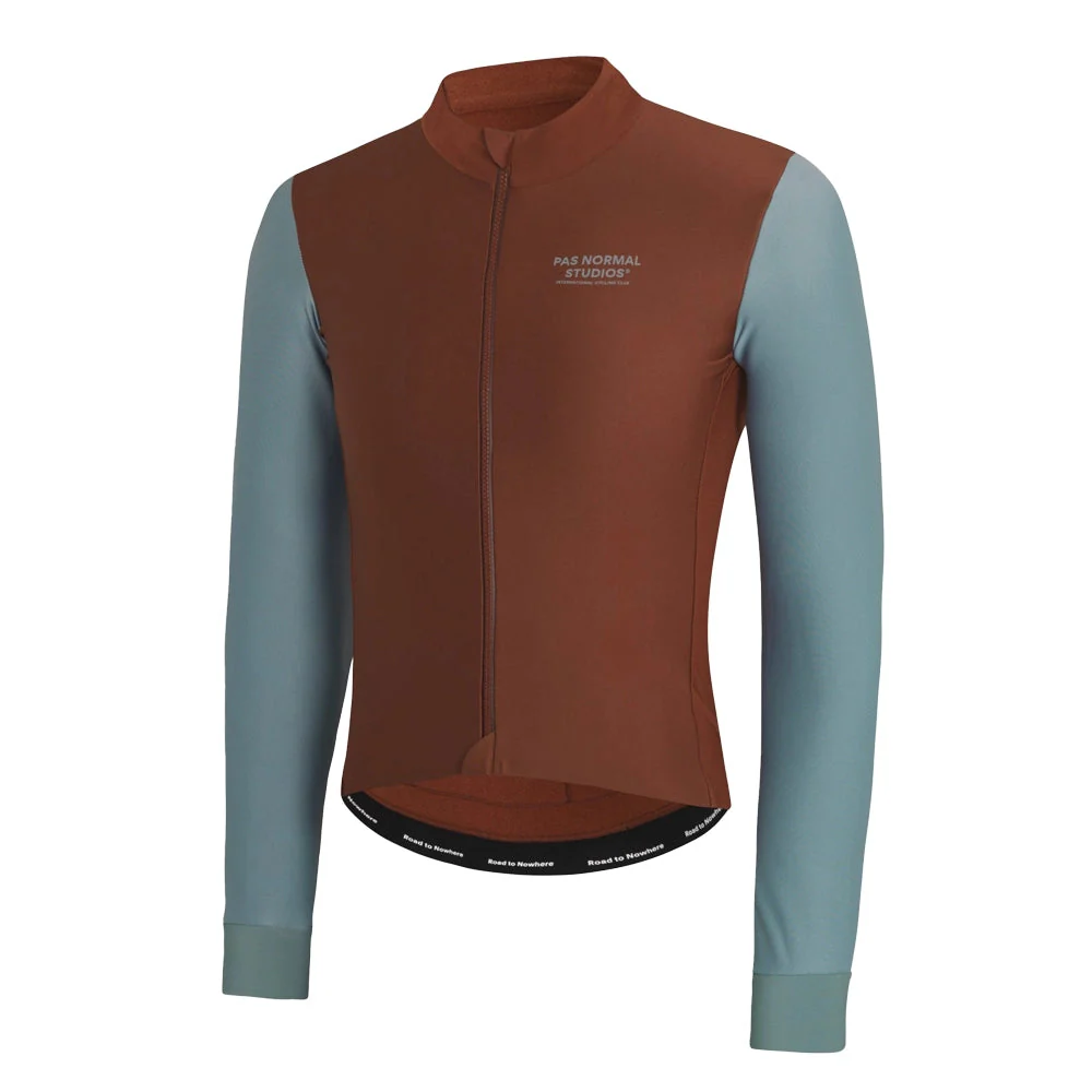 PAS NORMAL STUDIOS Mechanism Thermal Long Sleeve Jersey - Mahogany/Dusty Teal - Image 3