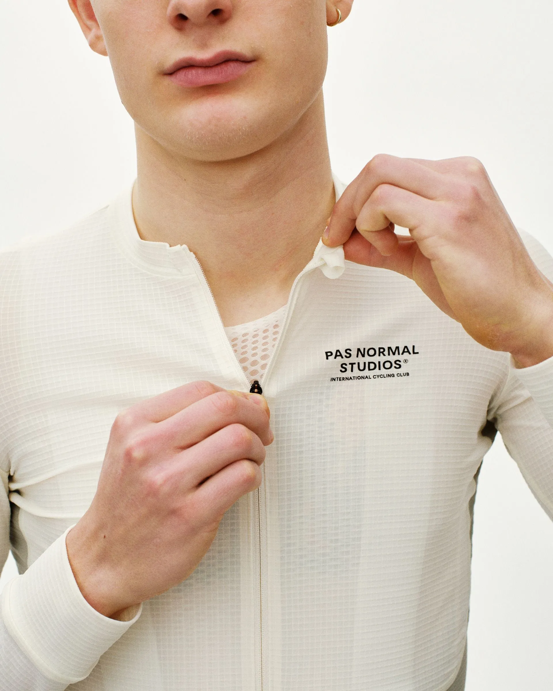 PAS NORMAL STUDIOS Men's Mechanism Pro Long Sleeve Jersey - Off White / Light Grey - Image 5