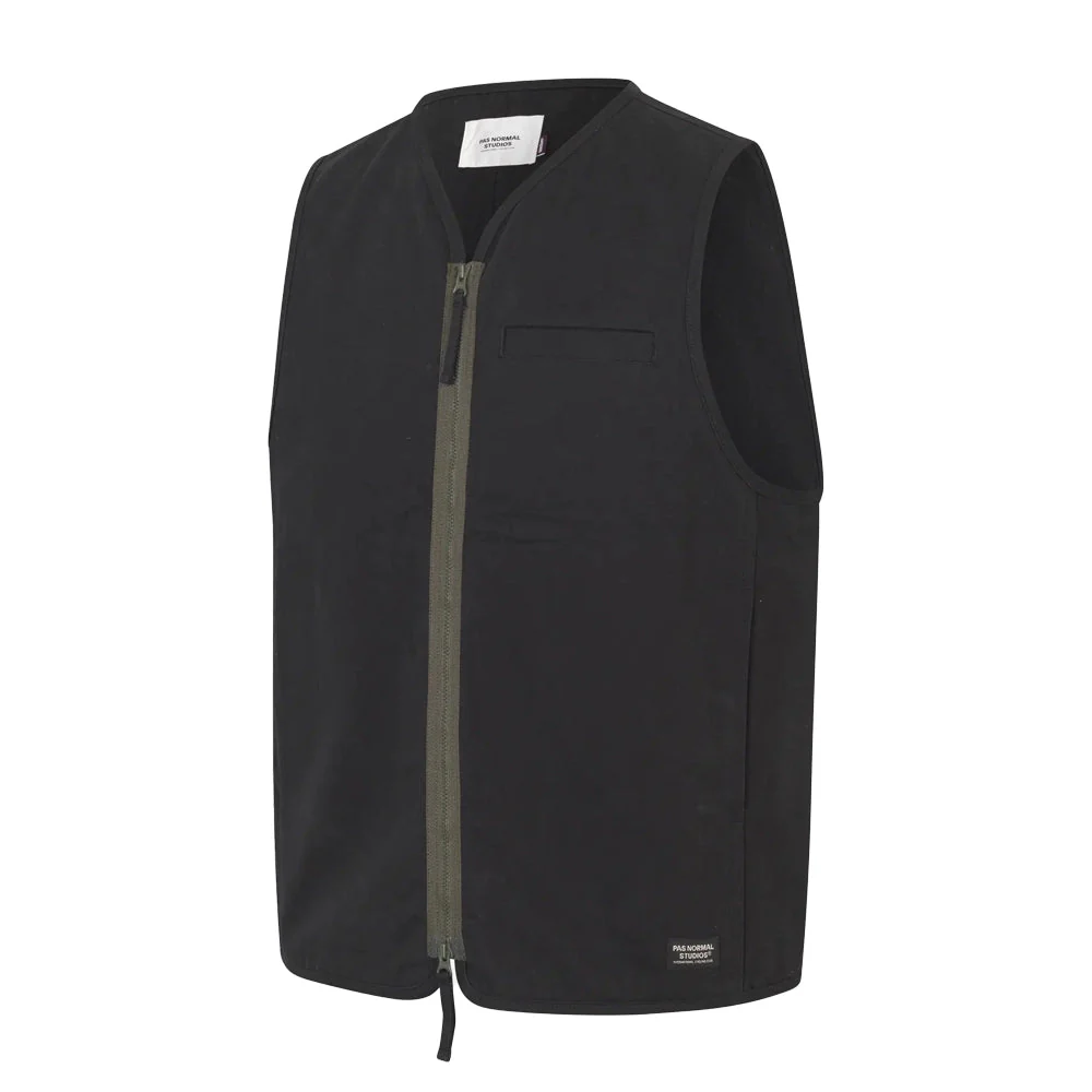 PAS NORMAL STUDIOS Off Race Cottton Twill Vest - Black - Image 3