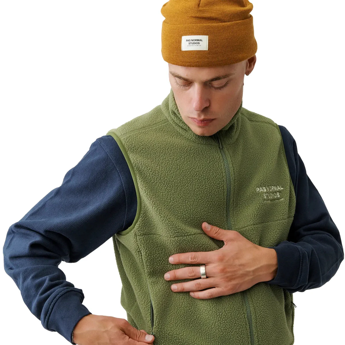 PAS NORMAL STUDIOS Off Race Fleece Vest - Army Green - Image 4