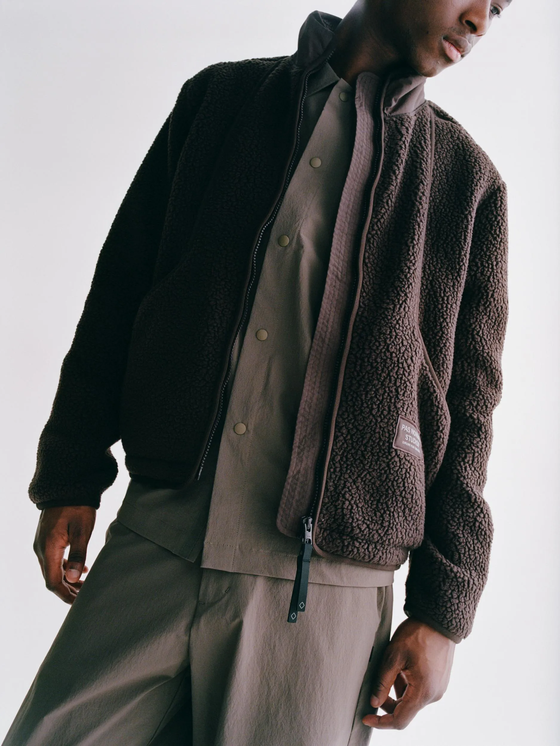 PAS NORMAL STUDIOS Off Race Pile Fleece Jacket - Light Brown - Image 3