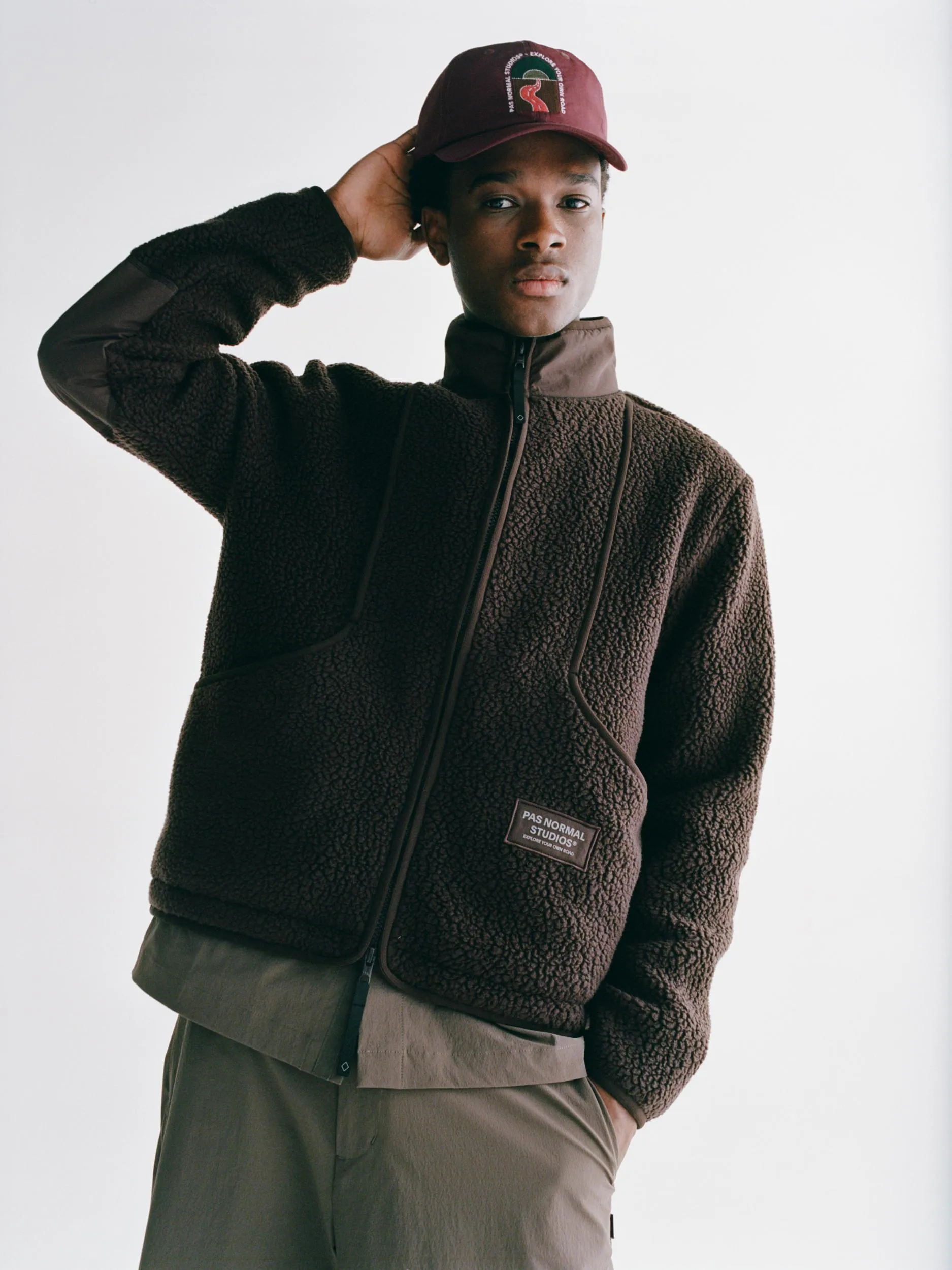 PAS NORMAL STUDIOS Off Race Pile Fleece Jacket - Light Brown - Image 4