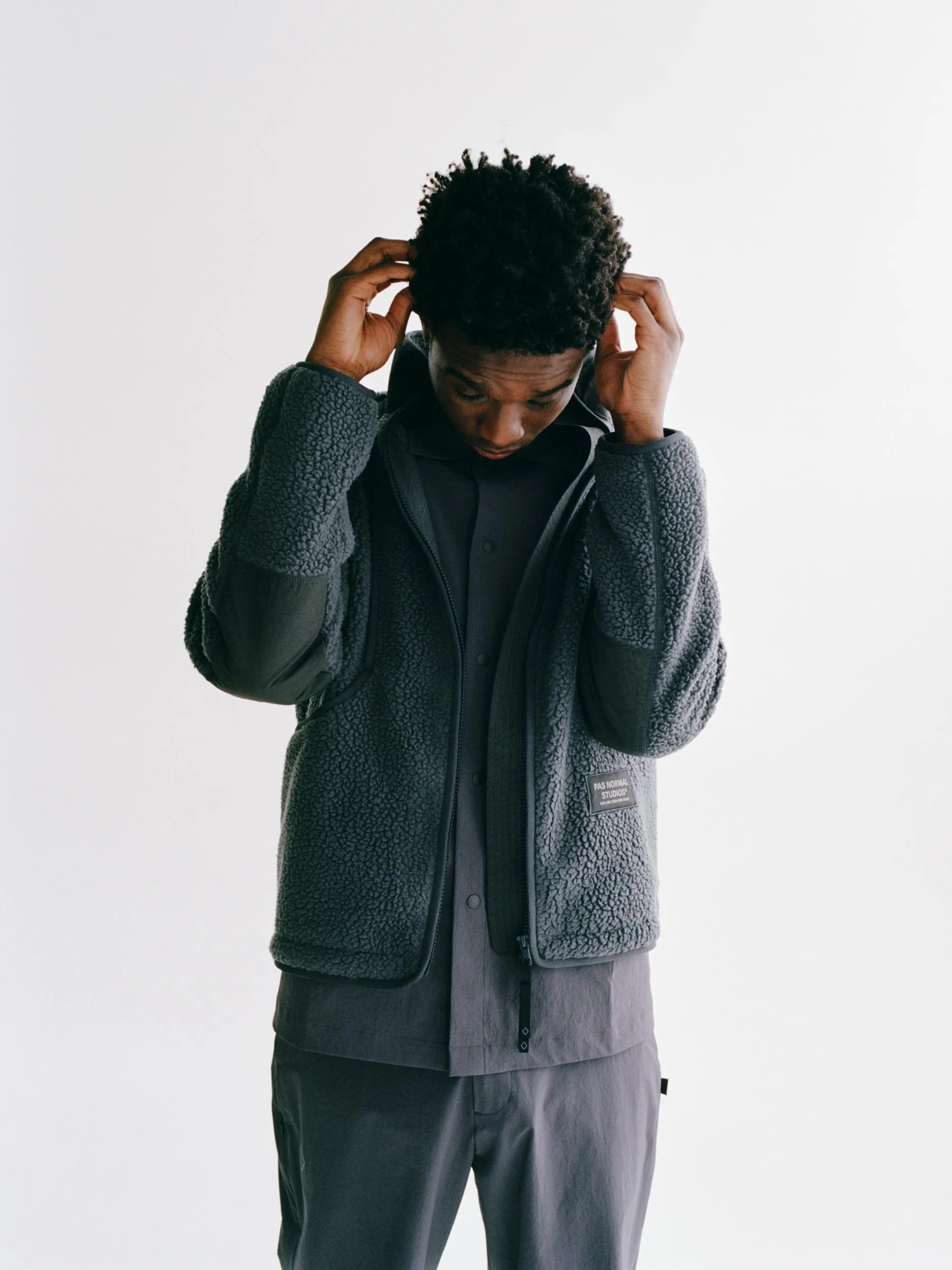 PAS NORMAL STUDIOS Off Race Pile Fleece Jacket - Steel - Image 4