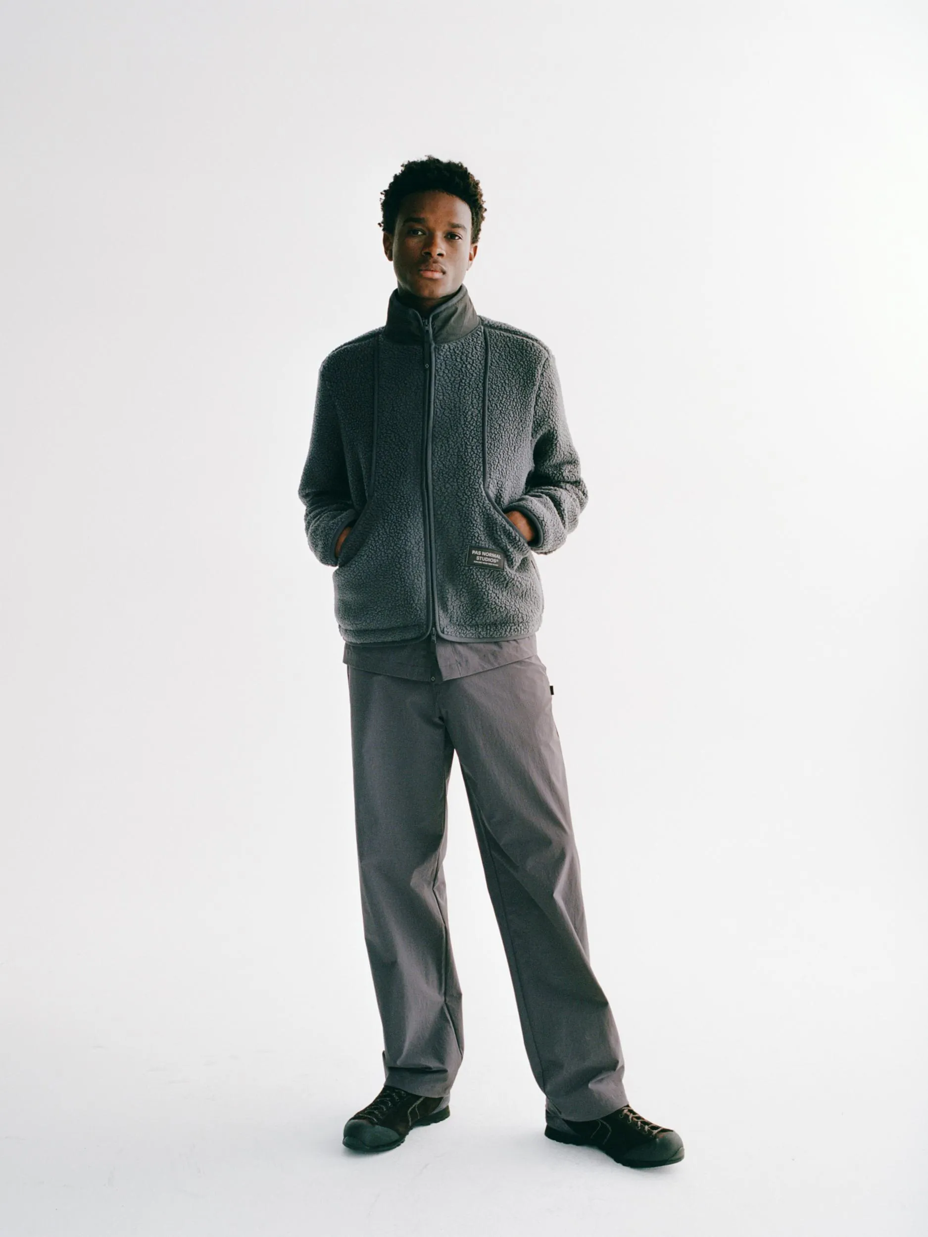 PAS NORMAL STUDIOS Off Race Pile Fleece Jacket - Steel - Image 5