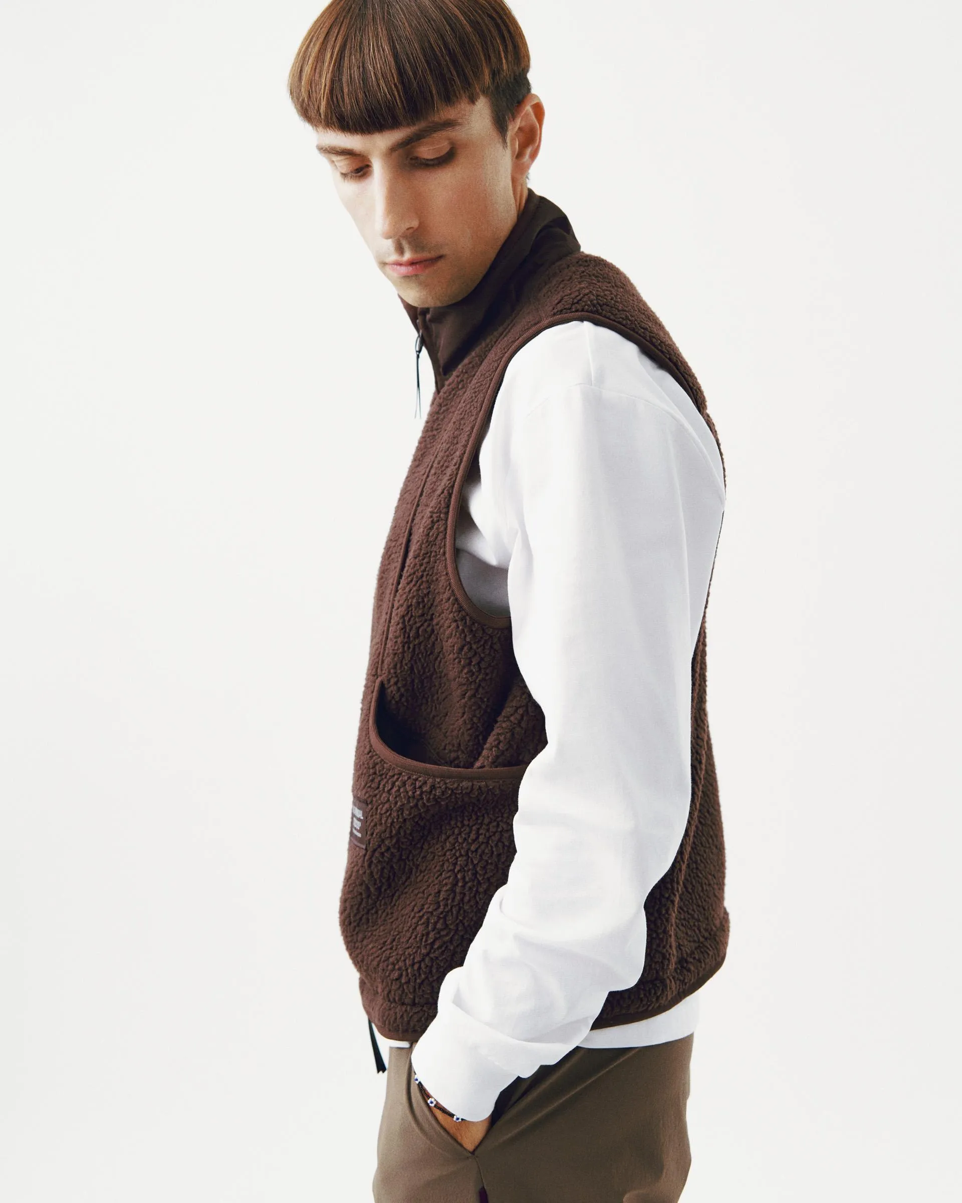PAS NORMAL STUDIOS Off Race Pile Fleece Vest - Light Brown - Image 4