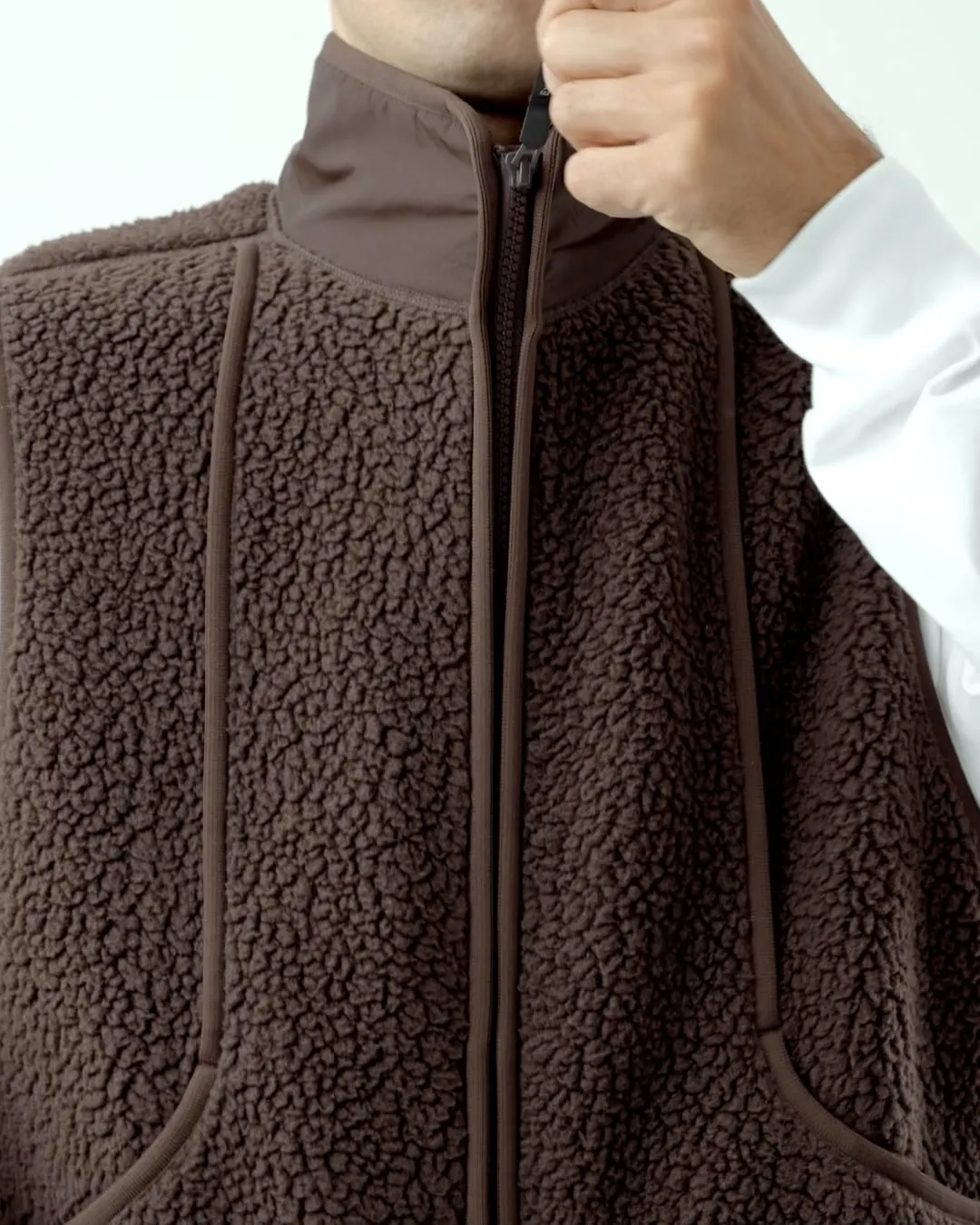 PAS NORMAL STUDIOS Off Race Pile Fleece Vest - Light Brown - Image 6
