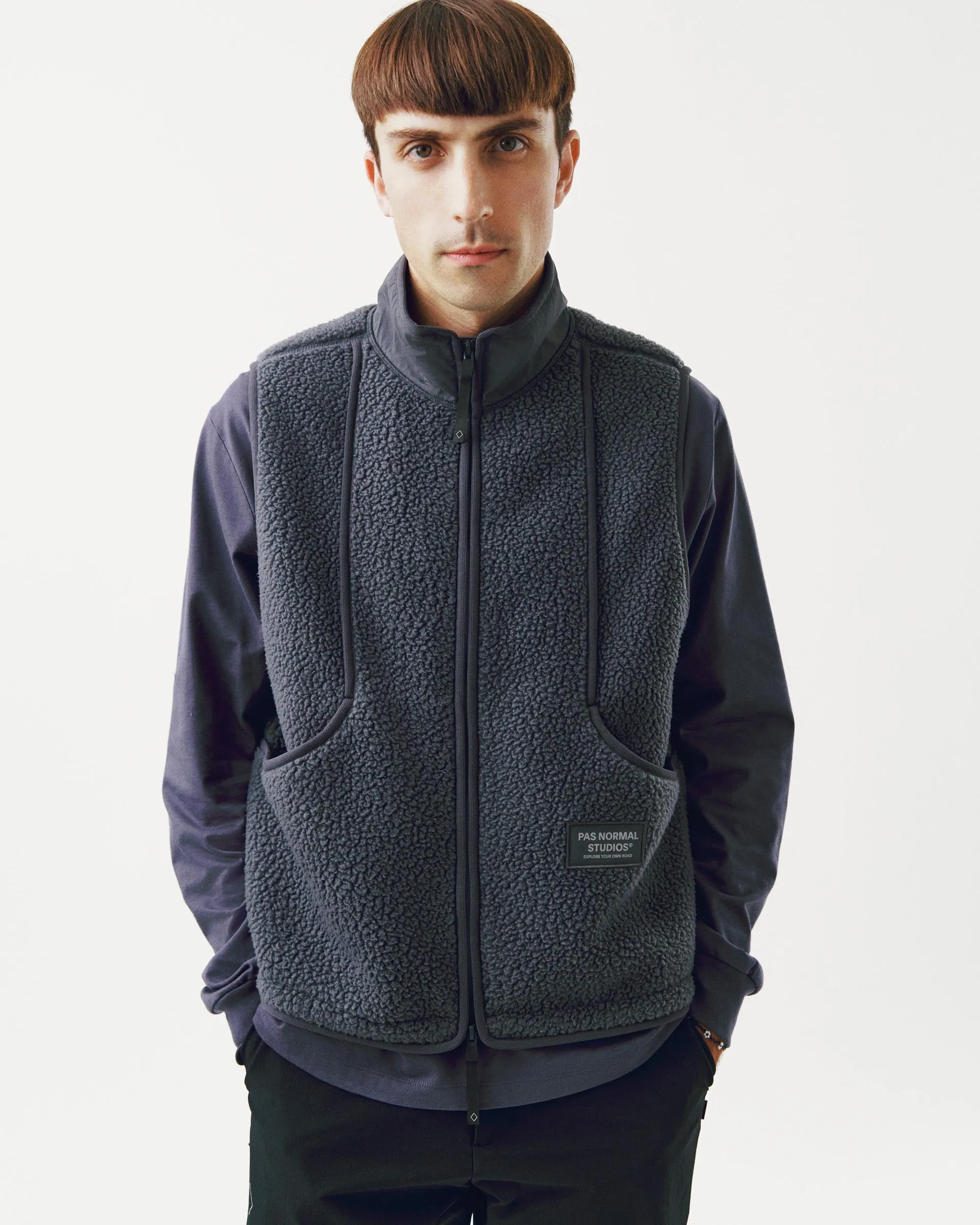 PAS NORMAL STUDIOS Off Race Pile Fleece Vest - Steel - Image 3