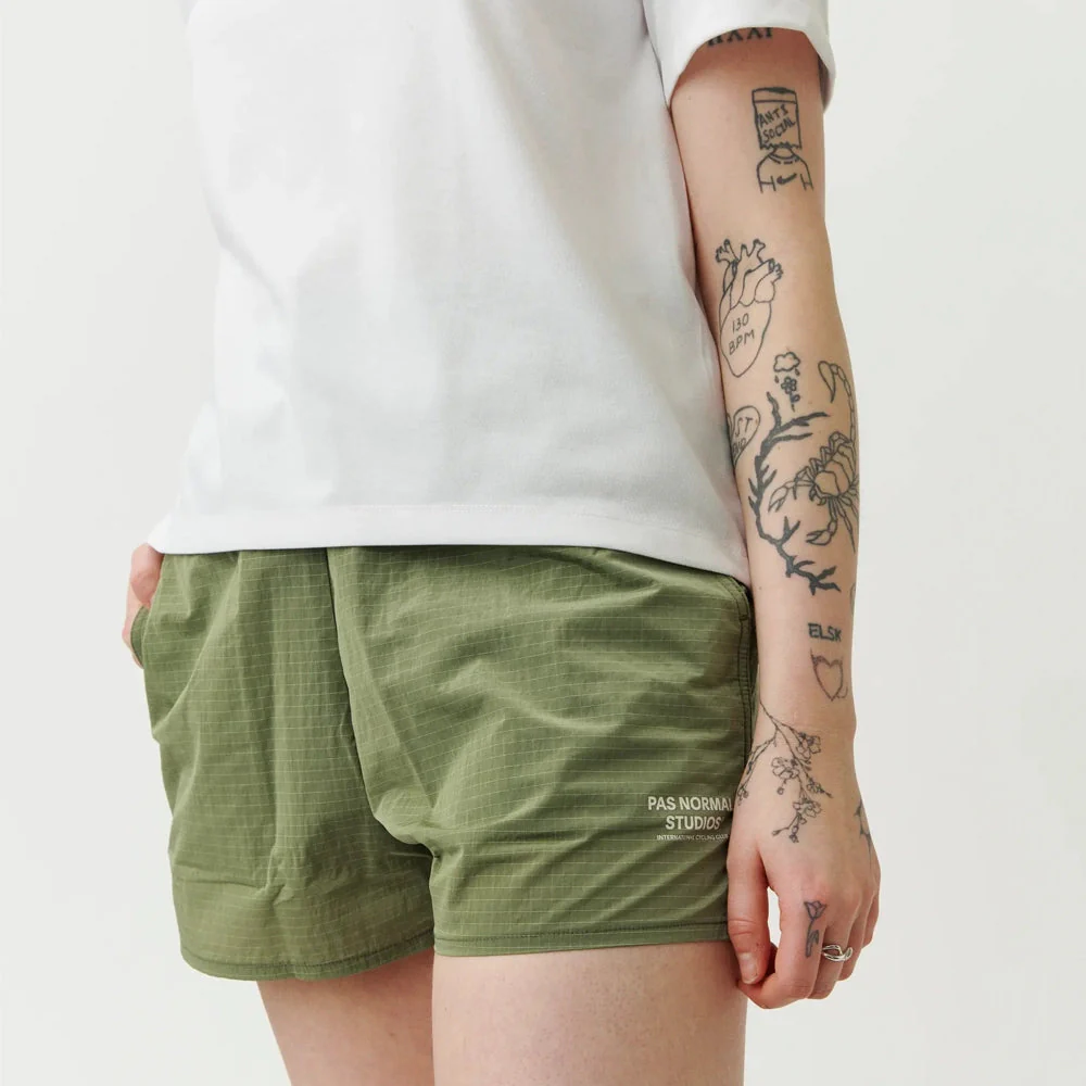 PAS NORMAL STUDIOS Off Race Ripstop Women Shorts - Army Green - Image 4
