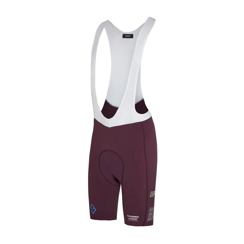 PAS NORMAL STUDIOS Solitude Logo Bib Shorts SS23 - Burgundy - Image 3