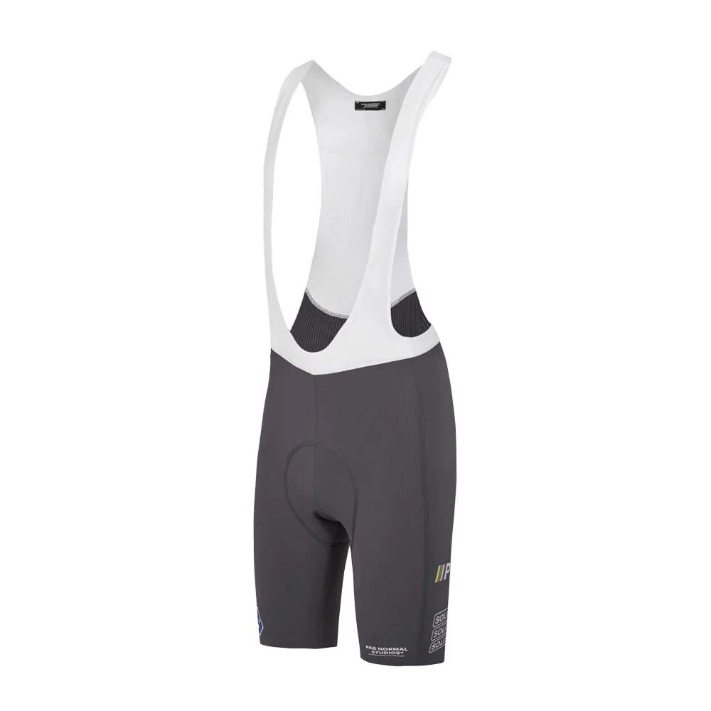 PAS NORMAL STUDIOS Solitude Logo Bib Shorts SS23 - Dark Grey - Image 3