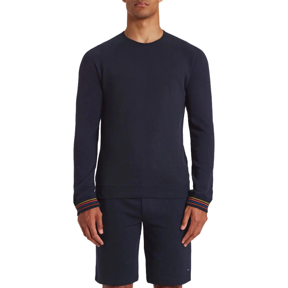 PAUL SMITH Artist Stripe Cuff LS Top - Navy - Image 2