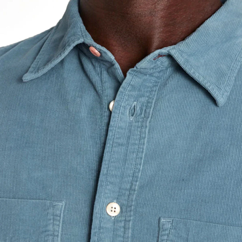 PAUL SMITH Corduroy Patch Pocket Shirt - Light Blue - Image 4