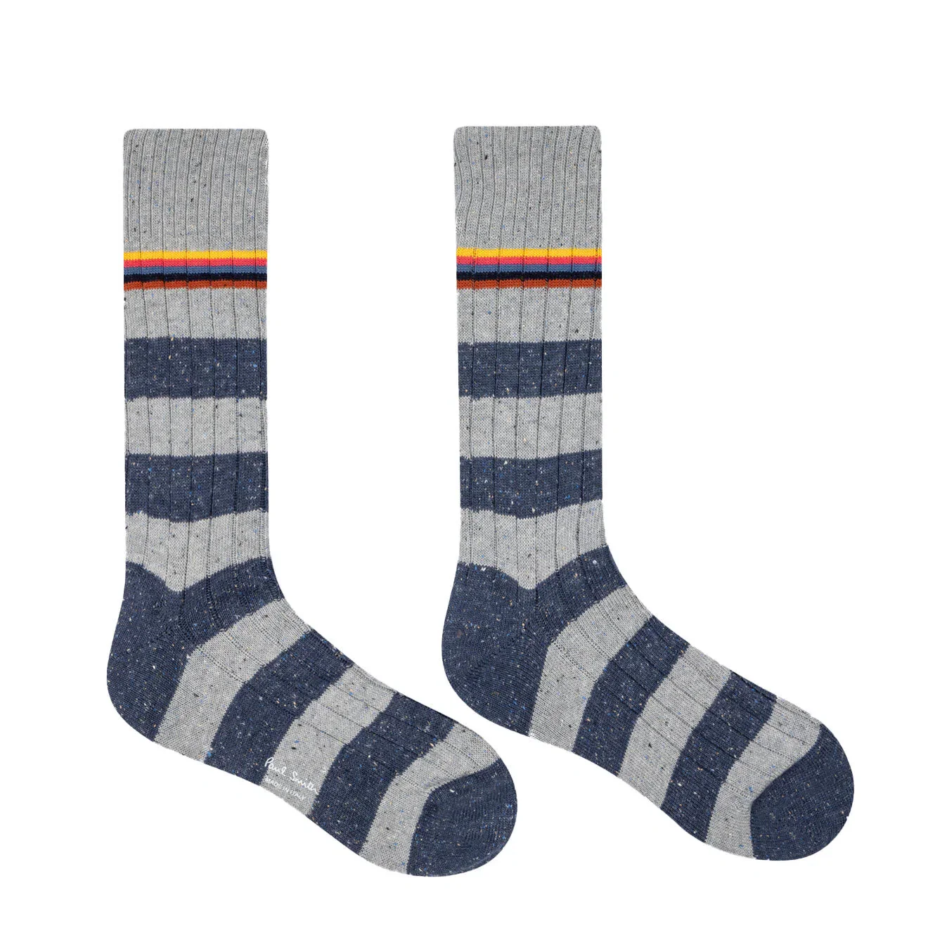 PAUL SMITH Fleck Stripped Ribbed Socks - Grey - Image 3