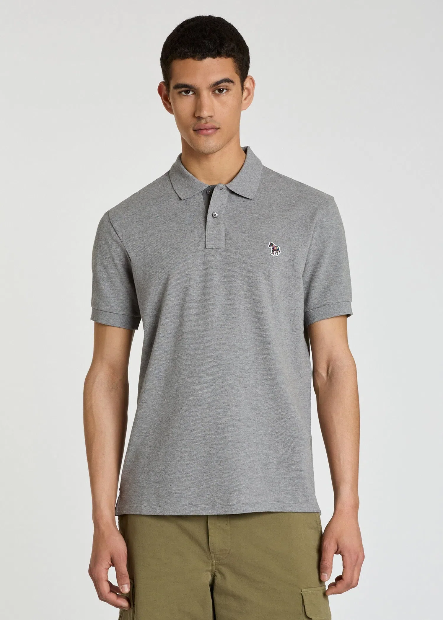 PAUL SMITH Polo Shirt Reg Fit SS Zebra - Grey Marl - Image 4