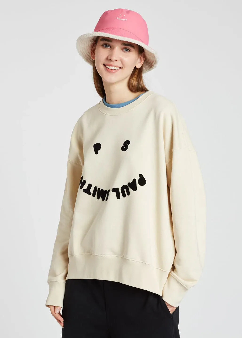 PAUL SMITH Sweatshirt Women Happy Flocked Print - Ecru - Image 3