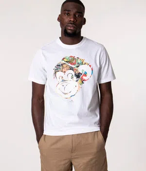 PAUL SMITH Tshirt Reg Fit SS Monkey Comic - White - Image 2