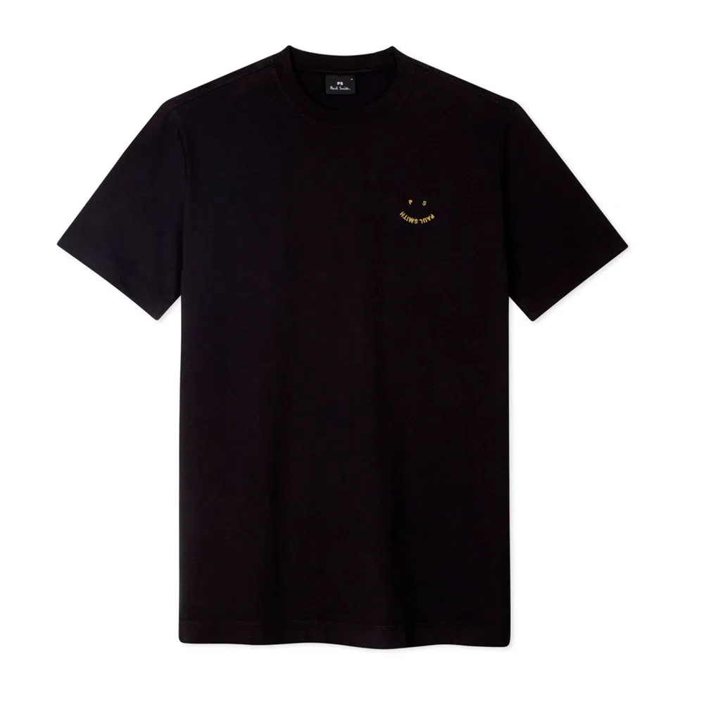 PAUL SMITH Tshirt SS Reg Fit Happy - Black & Gold